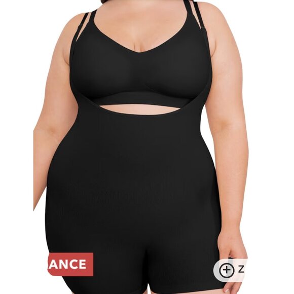 Shapermint Empetua Open Bust Boyshort Bodysuit Shapewear Black Sz LG 73005 - Picture 1 of 8